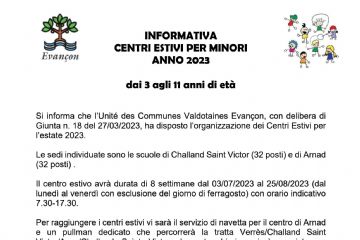 INFORMATIVA CENTRI ESTIVI MINORI PER L&#39;ANNO 2023